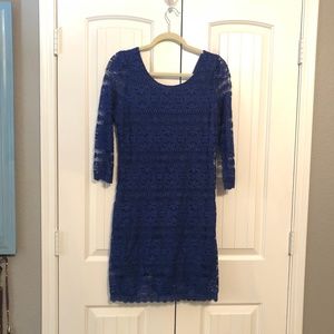 Xhilaration Royal Blue Knee Length Lace Dress
